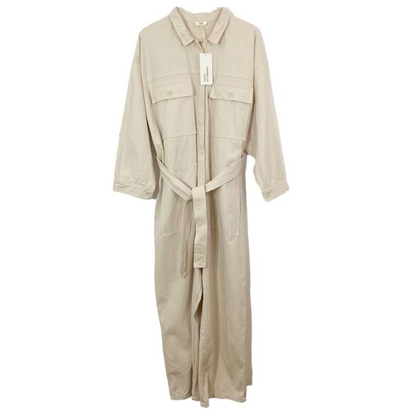 OZMA NWT Size XL Keaton Jumpsuit in Twill Putty Cream Cotton Pantsuit Playsuit - Picture 4 of 12
